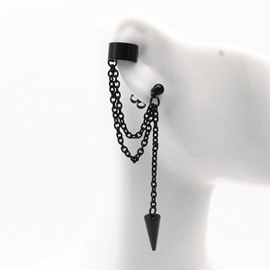 Pendientes de Aro Negros en Forma de Cono Yunique con Cadena y Diseño Geométrico de Púas, para Hombre y Mujer, de Acero Inoxidable, Hechos en Guangzhou, a la Moda - Product Image 1