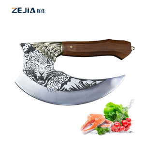 Cuchillo de corte de carne forjado Longquan chino patrón de leopardo alienígena vegetal y cuchillo de Chef con mango de madera - Product Image 1