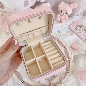 High-end Square Cartoon Anime Nylon Rectangle Zipper Closure Jewel Case Leather Travel <b>Ring</b> Earring <b>Storage</b> Box for Earring <b>Ring</b> - Product Image 2