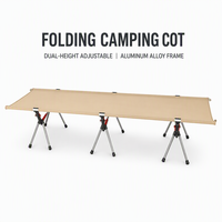 Lit de camping pliable avec logo personnalisé, cadre en aluminium, hauteur réglable, lit portable en Oxford avec sac pour une utilisation en extérieur