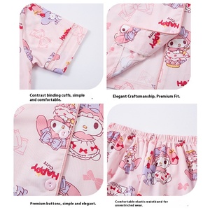 Novedad de verano para mujer, conjunto de cárdigan de algodón de talla media con solapa de manga corta, ropa bonita para el hogar, pijamas para pijamas familiares - Product Image 4