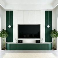 Mueble de TV Moderno Europeo Personalizado de 60-64 Pulgadas, de Madera Sólida, Extensible, con Pantalla LED, Elegante Unidad de Almacenamiento Integrada para Sala de Estar