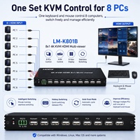 4K HDMI 8x1 Multi Viewer KVM Switch Mendukung 8 Input HDMI Satu Layar Tampilan Kontrol Keyboard Mouse