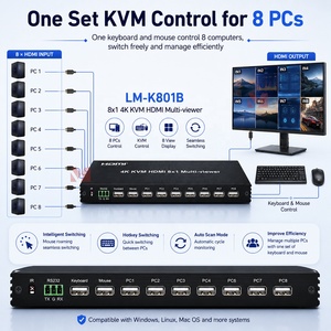 Commutateur <span class=keywords><strong>KVM</strong></span> multi-vueurs HDMI 4K 8x1, prend en charge 8 entrées HDMI, affichage sur un seul écran, contrôle du <span class=keywords><strong>clavier</strong></span> et de la <span class=keywords><strong>souris</strong></span> - Product Image 4