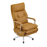 Chaise de bureau exécutive haut de gamme Nophia NAMS-T8102-7 en cuir véritable, réglable en hauteur, avec base pivotante, pieds coniques et structure en fer