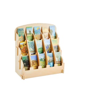 Expositor de marcapáginas de madera, organizador de escritorio con bolsillos curvos de 5 capas para tarjetas de felicitación y pegatinas - Product Image 5
