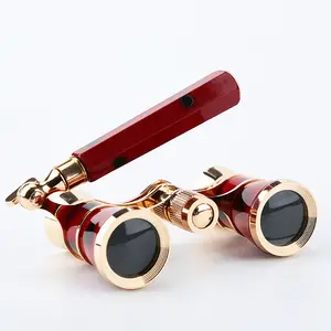 3X25 antique metal opera glasses binoculars for ladies gold opera glasses fashion theater binoculars with handle