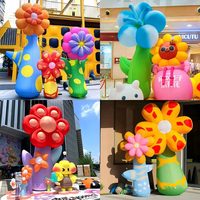 Décorations géantes en PVC gonflables à LED en forme de fleurs, 8-10 pieds, avec souffleur, couleur personnalisable, imperméables, promotionnelles, durables, pour mariage, fête, événement