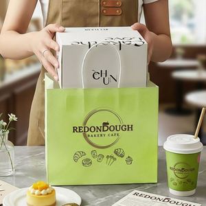 Bolsas de Papel Kraft Personalizables con Asas, Embalaje de Alimentos Reciclable para Galletas, Donas, Postres, Pasteles y Panadería - Product Image 3