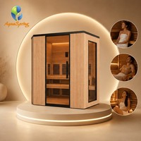 Cabine de sauna infrarouge intérieure de haute qualité, en bois de pruche, à spectre complet, avec design d'angle, pour 2-3 personnes, pour la détente à domicile