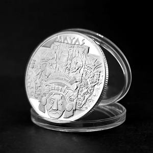 Medallones Metálicos de Fábrica, Medallones del Calendario Maya, Monedas de Plata Chapadas en Oro, Tótems Culturales, Monedas Creativas de la Civilización Azteca - Product Image 4