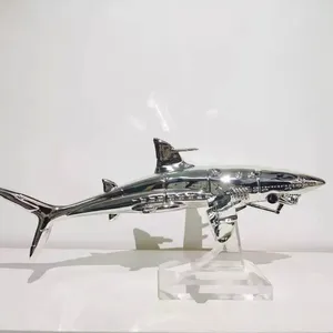ของตกแต่งป๊อปอาร์ตสมัยใหม่ปี <span class=keywords><strong>2022</strong></span> รูปปั้นฉลามฐานภูเขาเปล่าเคลือบเรซิ่น สำหรับตกแต่งภายใน - Product Image 2