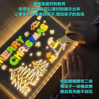 Tablero de borrado en seco acrílico luminiscente LED, Bloc de notas redondo con soporte para bolígrafo, tablero de mensajes iluminado para uso en el escritorio del hogar