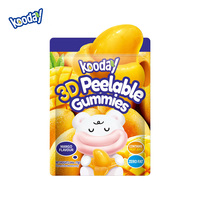 3D Peelable Gummies Natuurlijke Fruit Smaak Perzik Groene Druif Lychee Mango Druif Kauwbaar Elastisch Zacht Snoep Zoet Sappig Casual Snack
