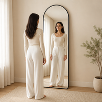 Miroir sur pied moderne en métal à cadre arqué pour salon, à fixer au mur ou au sol