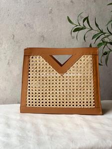 Mùa hè Túi 2025 handwoven <span class=keywords><strong>Top</strong></span> xử lý túi, V da túi xách bãi biển, mía vải túi - Product Image 5