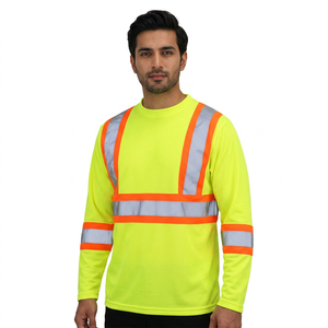 เสื้อเชิ้ตทำงานแขนยาวสะท้อนแสงแบบ Hi-Vis สำหรับผู้ชาย ปี 2026 ปรับแต่งได้ตามความต้องการของ OEM เสื้อยืดถักคุณภาพสูงแบบเป็นทางการ - Product Image 1