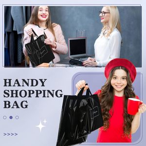 300 Pcs Black Plastic Shopping <b>Bags</b> With Handles 3 Sizes For <b>Small</b> Business Bulk Merchandise Thank You <b>Bags</b> - Product Image 6