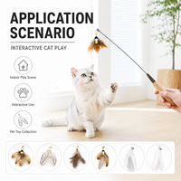 Bâton de chatouillage flexible en fil d'acier avec poignée en bois massif pour l'exercice actif des animaux de compagnie en intérieur, jouets interactifs pour chats