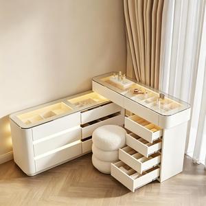 Cómoda Moderna de Madera con Espejo Iluminado, de Alta Calidad, con Gran Espacio de Almacenamiento, Mesa de Maquillaje, Mueble para <span class=keywords><strong>Dormitorio</strong></span> de Hotel - Product Image 5