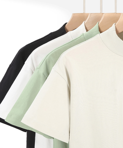 Nouveauté personnalisé 280gsm lourd 100% coton hommes col montant t-shirt DTG impression surdimensionné blanc plaine t-shirts pour hommes - Product Image 3