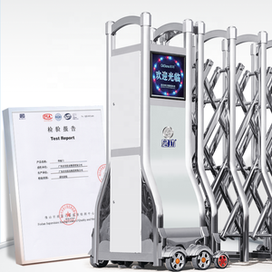 Khí công tự động điện có thể thu vào an ninh cổng thép không gỉ ngoài trời đường lái xe cổng cho trường học xây dựng sản xuất tại Trung Quốc - Product Image 2