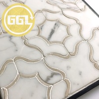 Carreau de mosaïque décoratif en marbre pour salle de bain douche jet d'eau pour cuisine moderne et salon sol ou mur poli