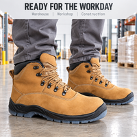 Bottes de sécurité en cuir nubuck personnalisées EN ISO 20345, semelle cristalline antidérapante, chaussures de randonnée et de travail, vente en gros pour les marchés américain et européen