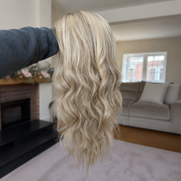 Perruque Lace Front Sans Colle Cheveux Humains Ombré Blond Balayage Racine Foncée Ondulée Densité 150% avec Baby Hair – Fournisseur Populaire