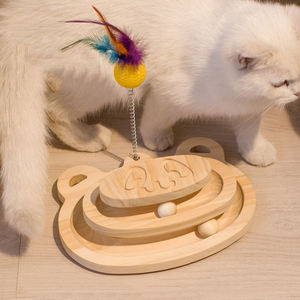 Griffoir pour chat en bois et sisal, écologique, nouveau design, interactif, avec plateau lounge et tour de jeu, couleur naturelle - Product Image 6