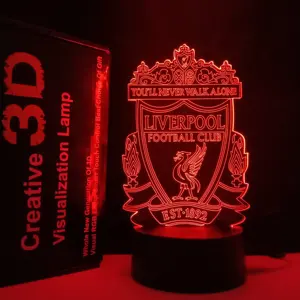 Liverpool kulübü çocuk yatak odası 3d lamba, 3d futbol kulübü crest gece lambası, özelleştirmek tasarımlar yapıt kabul 3d led ışıkları