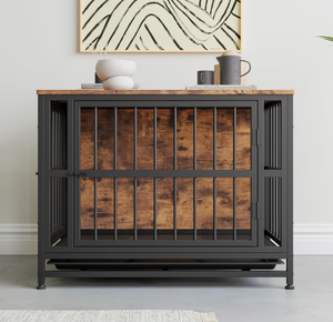 Hölzerne Hunde kisten möbel Modernes Design Hochleistungs-Hundehütte für mittelgroße/große Hunde Wohnzimmer im Innenbereich Verwenden Sie 2 Türen abnehmbar - Product Image 2