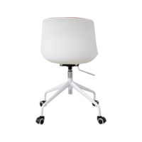 Chaise de bureau ergonomique moderne haute densité en PP avec fonction pivotante réglable en hauteur, structure en plastique et pieds électroplaqués