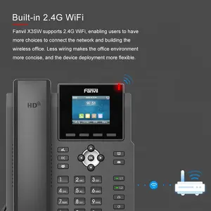 Fanvil X 303W Gigabit Wifi Ip Telefoon Poe 4 Sip Lijn Met 2.4 Inch Kleurenscherm