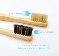 Brosse à dents en bambou à poils de cheval doux à moyens, sans plastique, entièrement biodégradable, nettoyage en profondeur, fabricant de brosses à dents avec logo personnalisé
