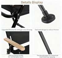 Chaise pliante portable d'extérieur en bois massif avec dossier pour la pêche, le camping, les loisirs et la plage - Chaise Moon