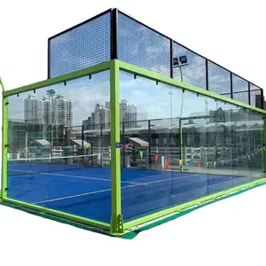 Quadra de padel/quadra de squash/quadra de pickleball com telhado de alta qualidade personalizada grama de padel 10 anos de garantia
