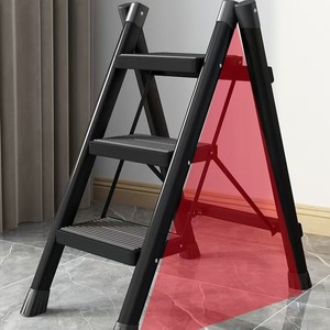 Prezzo basso multifunzione un tipo A scala in miniatura pieghevole scala a gradini in plastica 3 gradini in acciaio nero scala sgabello - Product Image 1