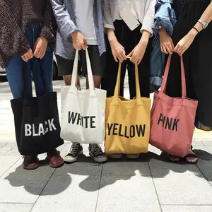 M2352 Custom Logo Wholesale Bolsas Para Compras Women Tote Bag Canvas Handbag Reusable Groceries Foldable Shopping Tote Bags