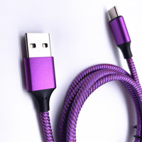 Cable USB trenzado de nailon 2.4A de carga rápida 30/28/26Awg tipo C a USB a Cable de datos de teléfono móvil de 2m para impresora escáner de código de barras