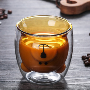 Gato dos desenhos animados 300ml Alta Borosilicato Vidro Parede Dupla Caneca De Café Estilo Bonito Copo de Leite para Crianças Pequeno-almoço e Jantar Drinkware - Product Image 3