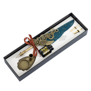 Stylo à plumes de calligraphie mécanique, boîte-cadeau rétro élégant, sceau de cire, plume d'oie, ensemble cadeau avec plumes d'encre, porte-stylo - Product Image 4
