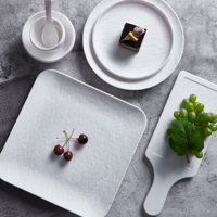 Assiettes et bols carrés en mélamine blanche de grande taille pour la restauration (vente en gros)