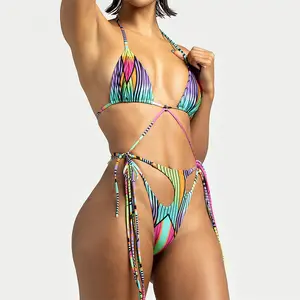 Top Badmode Vrouwen Gradiënt Hollow Out Sexy Strand 2-delige Bikini Set Voor Vrouwen Gradiënt Uitgehold Eendelig