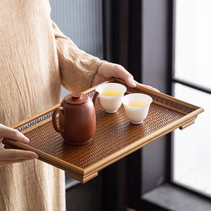 Huiyun Bamboo Woven Tray Handmade Rectangular <b>Tea</b> Tray For Kung Fu <b>Tea</b> <b>Set</b> Dry Brewing Storage Accessory - Product Image 3