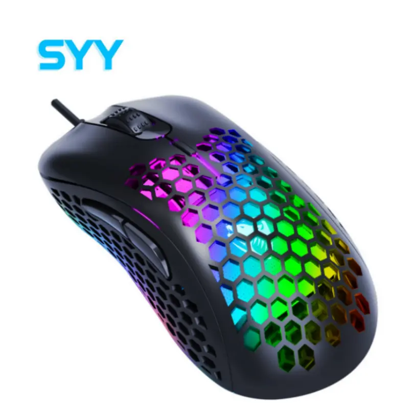 SYY Wired RGB Light Pc Laptop Computer Lightweight Honeycomb Macro Programming Gaming Mouse