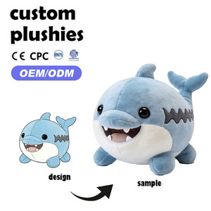 Nieuw product super schattig en zacht blauw haai knuffeldier fabriek rechtstreeks verkoop lage minimale bestelhoeveelheid aanpasbare knuffels - Product Image 1