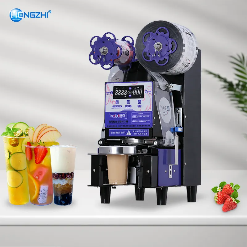 Mesin Penyegel Cangkir Plastik Peralatan Bubble Tea Kualitas Tinggi Mesin Penyegel Cup Otomatis dengan Counter 110V/220V