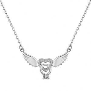 Dylam Elegance Design Fine Fashion Sterling Silver Jewelry Rhodium 18K Gold Plated Heart Wing <b>Rings</b> 5A Zirconia Pendant <b>Necklace</b> - Product Image 1