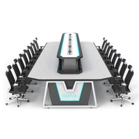 Table de conférence multi-personnes intelligente personnalisée en usine, grande table de conférence en métal